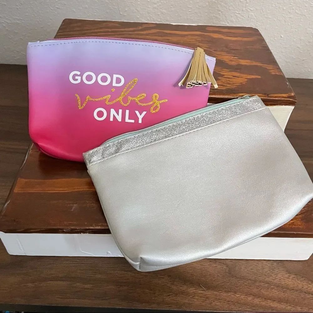 2 Ipsy Bags… Pink and Blue Good Vibes,  And Silver & Blue